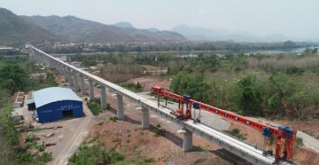 中老铁路琅勃拉邦湄公河特大桥架设完成
